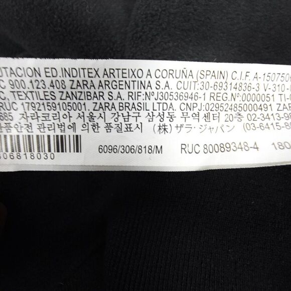 ZARA MAN Mixed Media Fleece Quarter Zip Pullover Sweatshirt Mens Medium Black - Picture 8 of 8